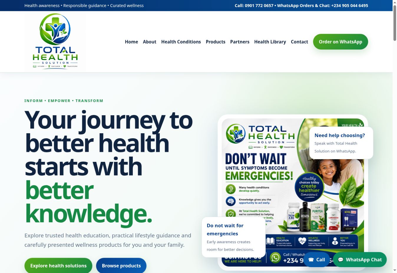 Total Health Solution website screenshot