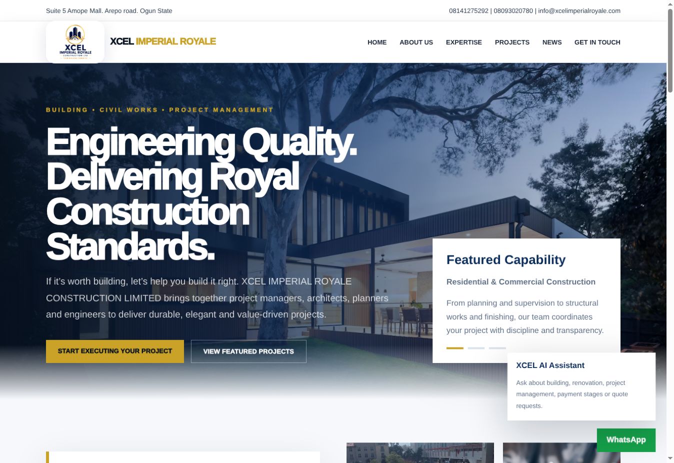 Xcel Imperial Royale website screenshot